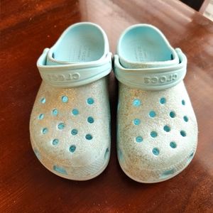 Crocs youth size 13 light blue glitter